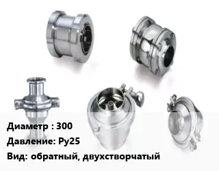 Клапан нержавеющий 300 Ру25 обратный, двухстворчатый